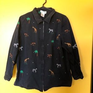 black animal jean jacket